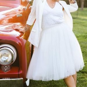 White tulle skirt and lace top